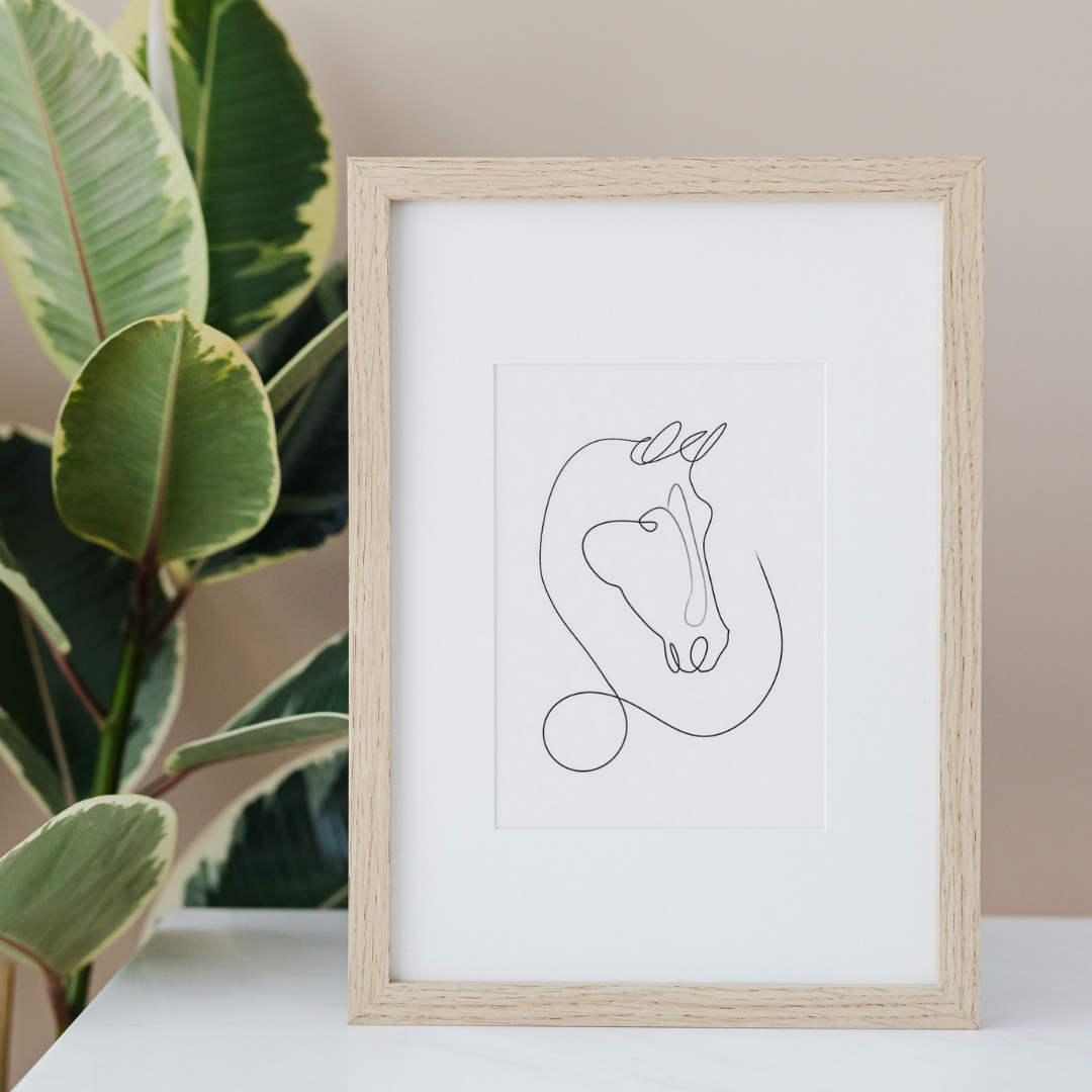 Illustration minimaliste cheval